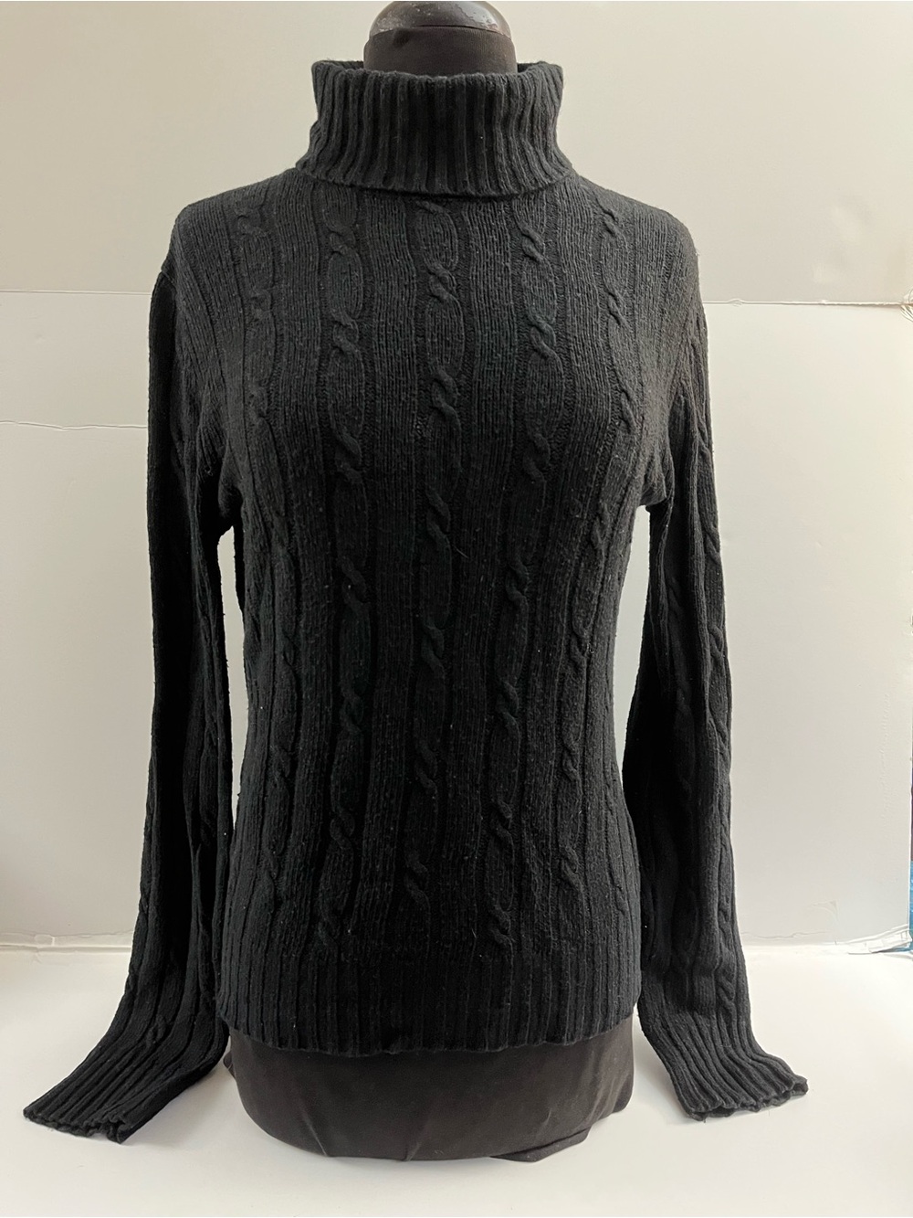 Merona Black Cable-Knit Turtleneck Sweater